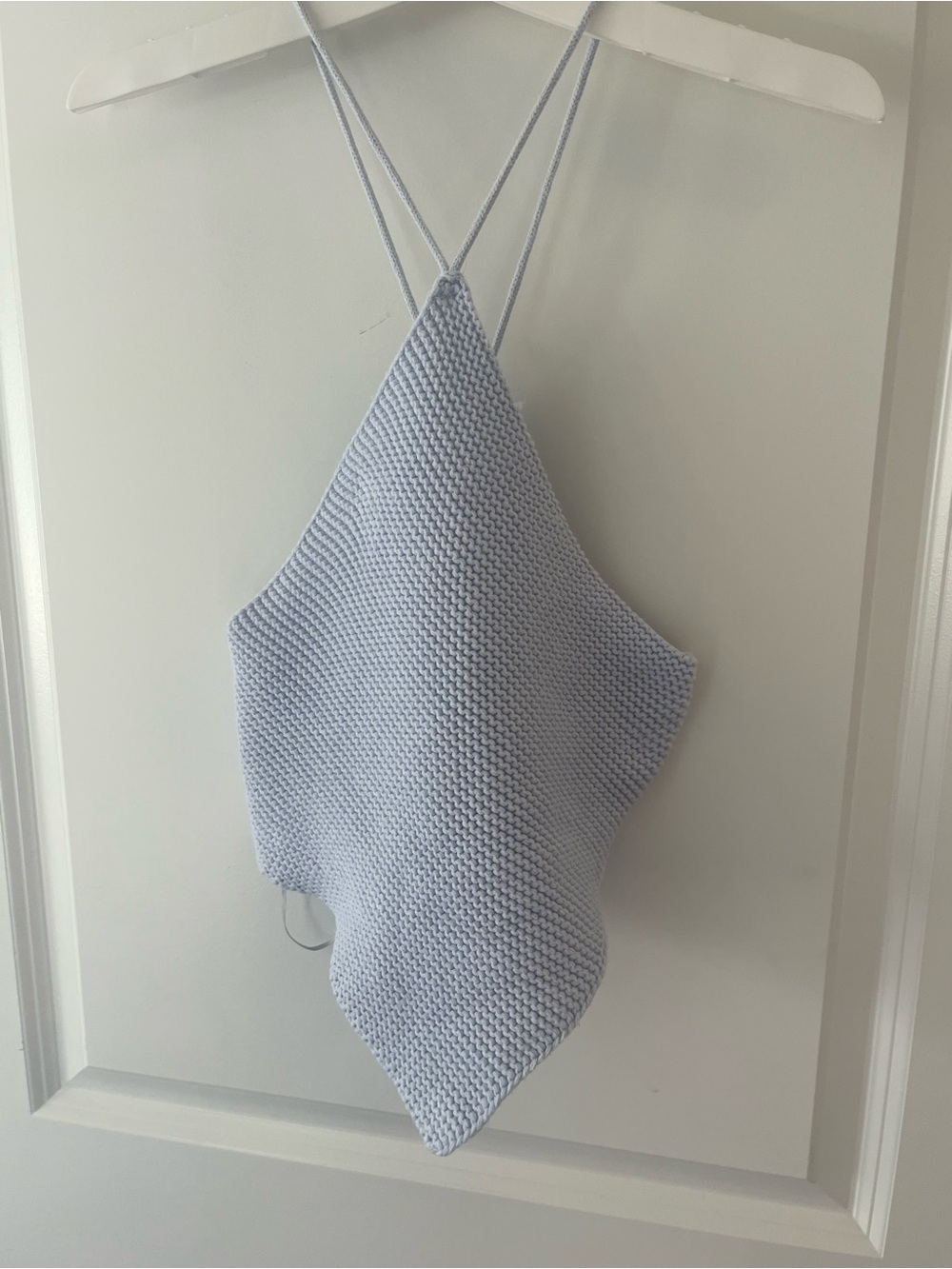 Le Lis Collection Crochet Diamond Top Cross Back Size Small Powder Blue